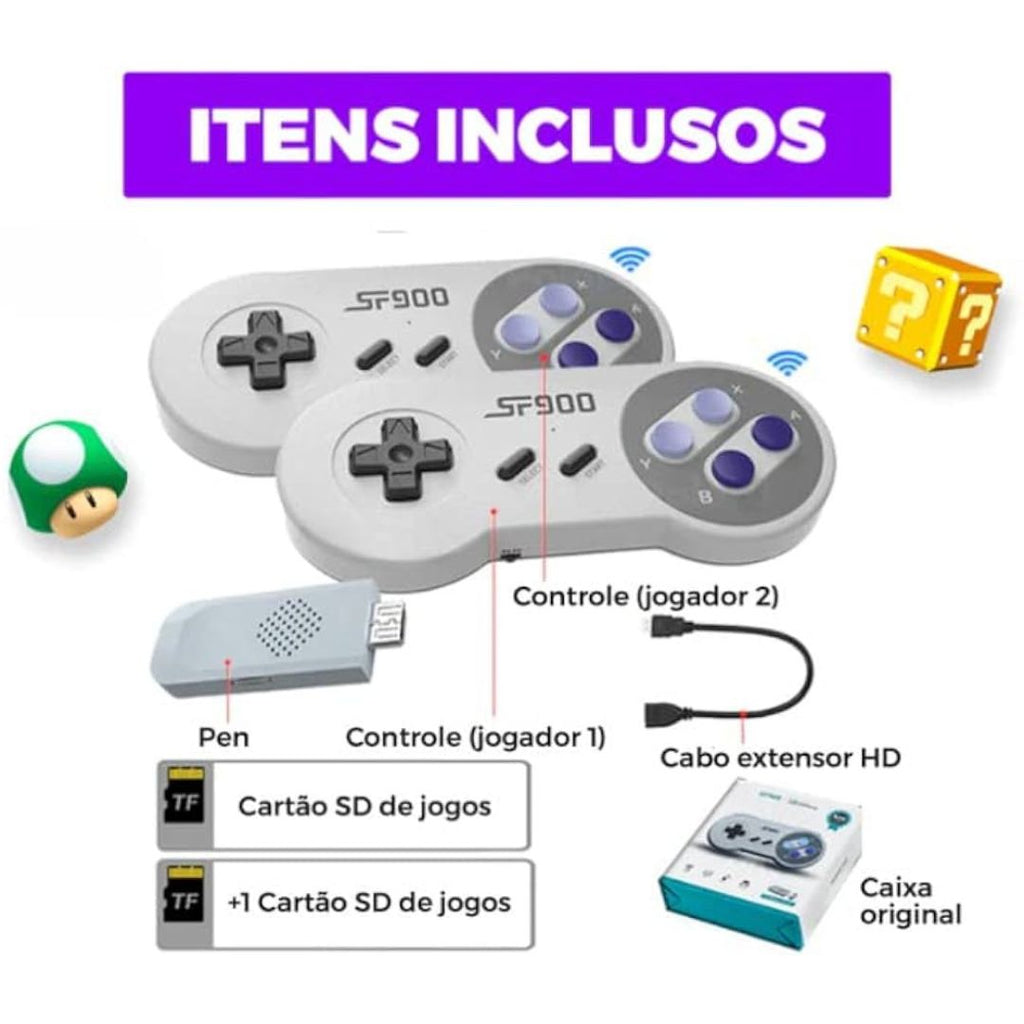 Super Nintendo Retrô Portátil + de 5500 Jogos e 2 Controles – DFR OFERTAS